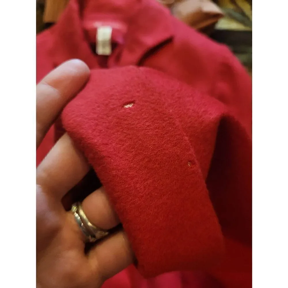 Anne Klein Blazer Women's 12 Red One Button Wool Angora Office Business